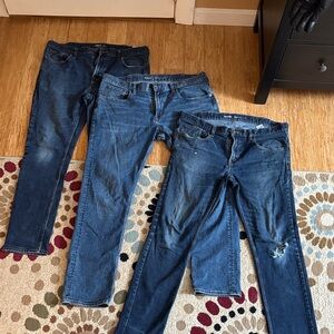 Old Navy Men's Skinny Jeans, 3 pair bundle- Dark Blue